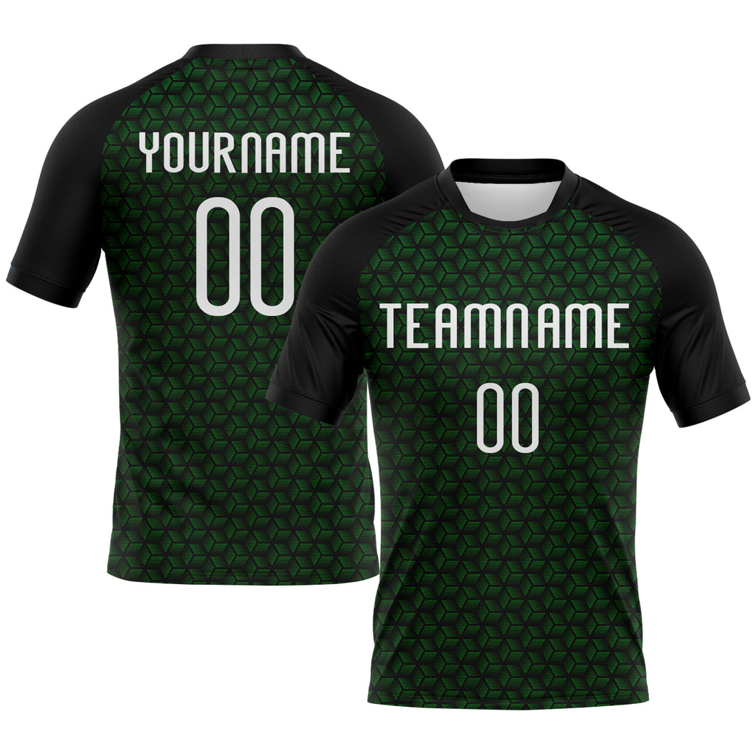 Custom Grass Green White-Black Geometric Shape Sublimation Volleyball Uniform Jersey