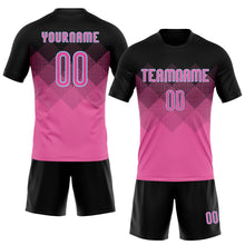 Load image into Gallery viewer, Custom Pink Black-Light Blue Geometric Shape Sublimation Volleyball Uniform Jersey
