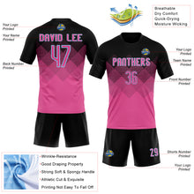 Load image into Gallery viewer, Custom Pink Black-Light Blue Geometric Shape Sublimation Volleyball Uniform Jersey
