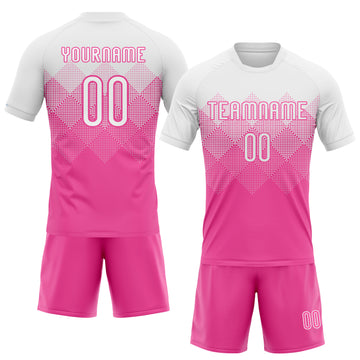 Custom Pink White Geometric Shape Sublimation Volleyball Uniform Jersey