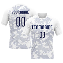 Load image into Gallery viewer, Custom White Navy Curve Lines Sublimation Volleyball Uniform Jersey
