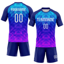 Load image into Gallery viewer, Custom Royal White-Pink Geometric Shape Sublimation Volleyball Uniform Jersey
