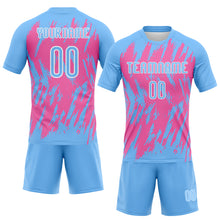 Load image into Gallery viewer, Custom Powder Blue Pink-White Splash Sublimation Volleyball Uniform Jersey
