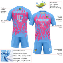 Load image into Gallery viewer, Custom Powder Blue Pink-White Splash Sublimation Volleyball Uniform Jersey
