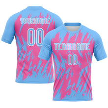 Load image into Gallery viewer, Custom Powder Blue Pink-White Splash Sublimation Volleyball Uniform Jersey
