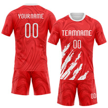 Load image into Gallery viewer, Custom Red White Abstract Fragment Art Sublimation Volleyball Uniform Jersey
