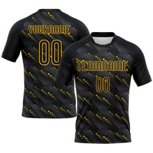 Load image into Gallery viewer, Custom Black Gold Geometric Shape Sublimation Volleyball Uniform Jersey
