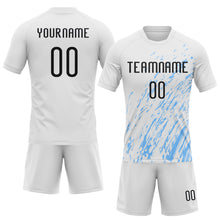 Load image into Gallery viewer, Custom White Black-Light Blue Splash Sublimation Volleyball Uniform Jersey
