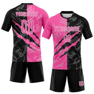 Custom Graffiti Pattern Pink-Black Scratch Sublimation Volleyball Uniform Jersey