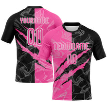 Load image into Gallery viewer, Custom Graffiti Pattern Pink-Black Scratch Sublimation Volleyball Uniform Jersey
