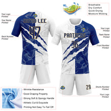 Load image into Gallery viewer, Custom Graffiti Pattern Royal-Old Gold Scratch Sublimation Volleyball Uniform Jersey
