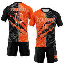 Load image into Gallery viewer, Custom Graffiti Pattern Orange-Black Scratch Sublimation Volleyball Uniform Jersey
