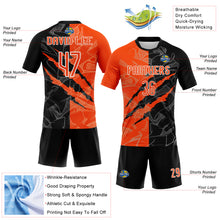 Load image into Gallery viewer, Custom Graffiti Pattern Orange-Black Scratch Sublimation Volleyball Uniform Jersey
