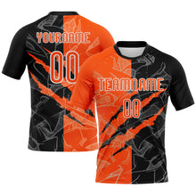 Load image into Gallery viewer, Custom Graffiti Pattern Orange-Black Scratch Sublimation Volleyball Uniform Jersey
