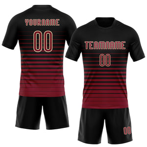 Custom Black Maroon-Cream Pinstripe Fade Fashion Sublimation Volleyball Uniform Jersey