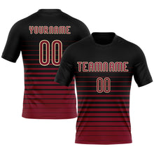 Load image into Gallery viewer, Custom Black Maroon-Cream Pinstripe Fade Fashion Sublimation Volleyball Uniform Jersey
