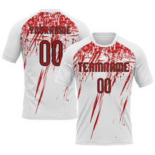 Load image into Gallery viewer, Custom White Red-Black Splash Sublimation Volleyball Uniform Jersey
