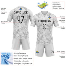 Load image into Gallery viewer, Custom White Black-Gray Abstract Shape Sublimation Volleyball Uniform Jersey
