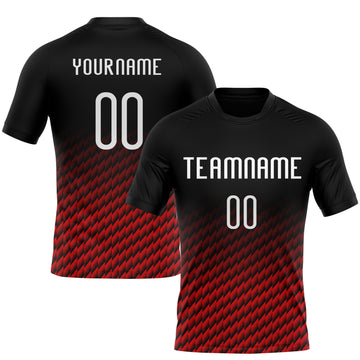 Custom Black White-Red Geometric Shape Sublimation Volleyball Uniform Jersey