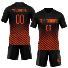 Load image into Gallery viewer, Custom Black Orange Geometric Shape Sublimation Volleyball Uniform Jersey
