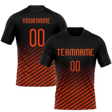 Load image into Gallery viewer, Custom Black Orange Geometric Shape Sublimation Volleyball Uniform Jersey
