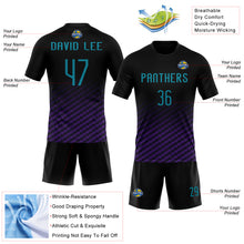 Load image into Gallery viewer, Custom Black Teal-Purple Geometric Shape Sublimation Volleyball Uniform Jersey
