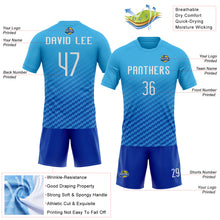 Load image into Gallery viewer, Custom Sky Blue White-Thunder Blue Geometric Shape Sublimation Volleyball Uniform Jersey
