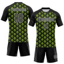 Load image into Gallery viewer, Custom Black White-Neon Green Geometric Shape Sublimation Volleyball Uniform Jersey
