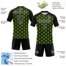 Load image into Gallery viewer, Custom Black White-Neon Green Geometric Shape Sublimation Volleyball Uniform Jersey
