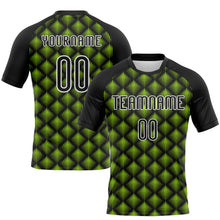 Load image into Gallery viewer, Custom Black White-Neon Green Geometric Shape Sublimation Volleyball Uniform Jersey
