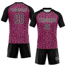 Load image into Gallery viewer, Custom Pink Black-White Geometric Shape Sublimation Volleyball Uniform Jersey
