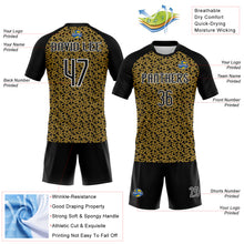 Load image into Gallery viewer, Custom Old Gold Black-White Geometric Shape Sublimation Volleyball Uniform Jersey
