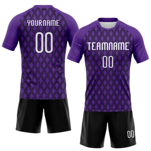 Custom Purple White-Black Geometric Shape Sublimation Volleyball Uniform Jersey