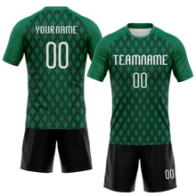 Load image into Gallery viewer, Custom Kelly Green White-Black Geometric Shape Sublimation Volleyball Uniform Jersey
