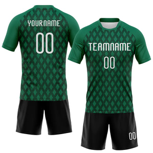 Custom Kelly Green White-Black Geometric Shape Sublimation Volleyball Uniform Jersey