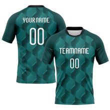 Load image into Gallery viewer, Custom Midnight Green White-Black Geometric Shape Sublimation Volleyball Uniform Jersey
