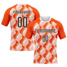 Load image into Gallery viewer, Custom Orange Black-White Geometric Shape Sublimation Volleyball Uniform Jersey
