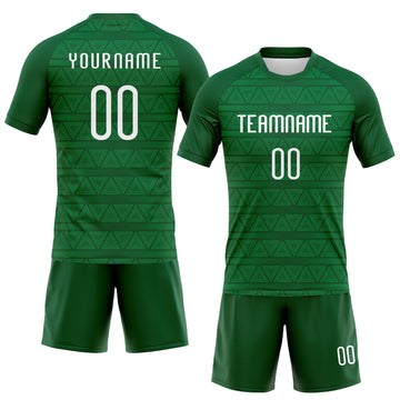 Custom Kelly Green White Geometric Shape Sublimation Volleyball Uniform Jersey