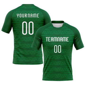 Custom Kelly Green White Geometric Shape Sublimation Volleyball Uniform Jersey