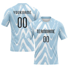 Load image into Gallery viewer, Custom Light Blue Black-White Fluid Sublimation Volleyball Uniform Jersey
