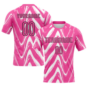 Custom Pink Black-White Fluid Sublimation Volleyball Uniform Jersey