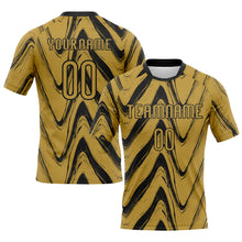 Load image into Gallery viewer, Custom Old Gold Black Fluid Sublimation Volleyball Uniform Jersey
