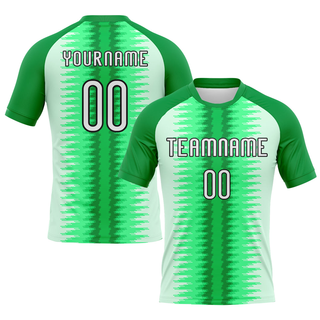 Custom Kelly Green White-Black Abstract Lines Sublimation Volleyball Uniform Jersey