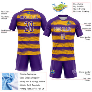 Custom Purple Yellow-White Abstract Lines Sublimation Volleyball Uniform Jersey