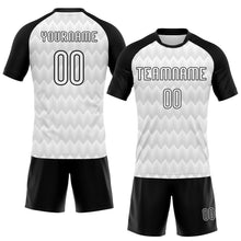 Load image into Gallery viewer, Custom White Black Geometric Shape Sublimation Volleyball Uniform Jersey
