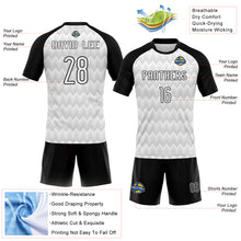 Load image into Gallery viewer, Custom White Black Geometric Shape Sublimation Volleyball Uniform Jersey
