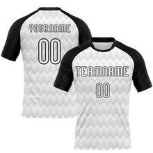 Load image into Gallery viewer, Custom White Black Geometric Shape Sublimation Volleyball Uniform Jersey
