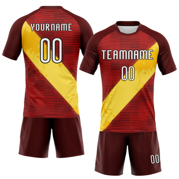 Custom Red Yellow-Black Lines Sublimation Volleyball Uniform Jersey