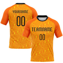 Load image into Gallery viewer, Custom Orange Black-Yellow Geometric Shape Sublimation Volleyball Uniform Jersey
