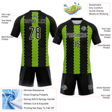 Load image into Gallery viewer, Custom Black Neon Green-White Geometric Shape Sublimation Volleyball Uniform Jersey
